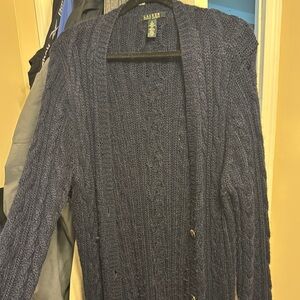 Ralph Lauren Blue Cardigan Sweater Knit V-Neck